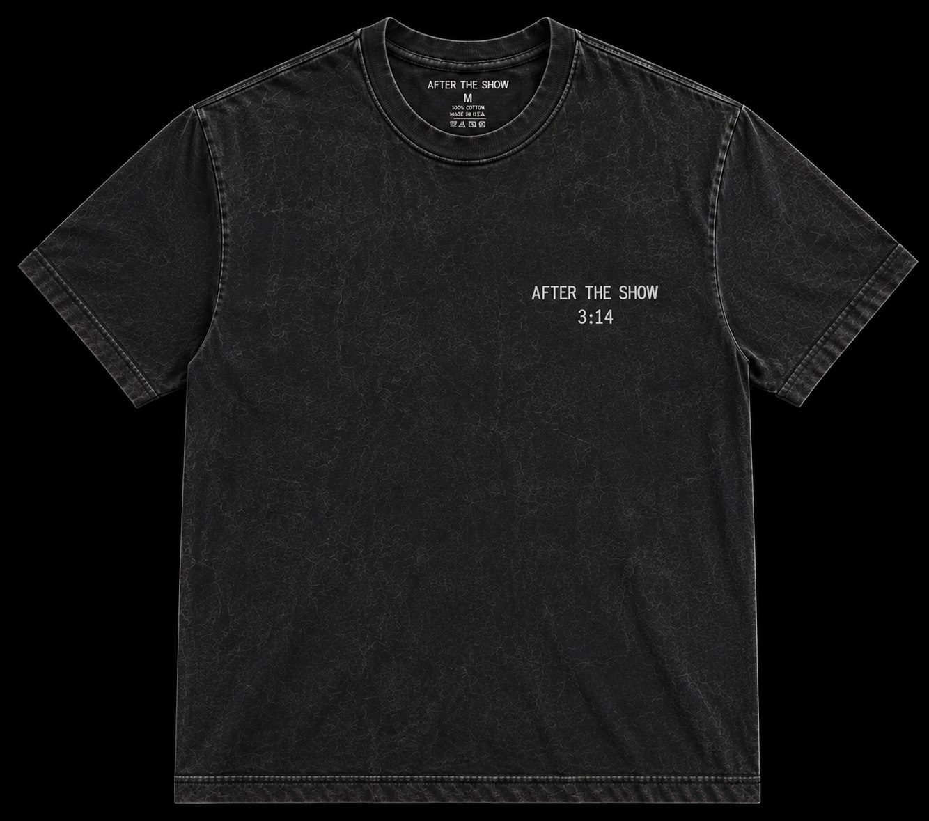 3:14 black tee, front