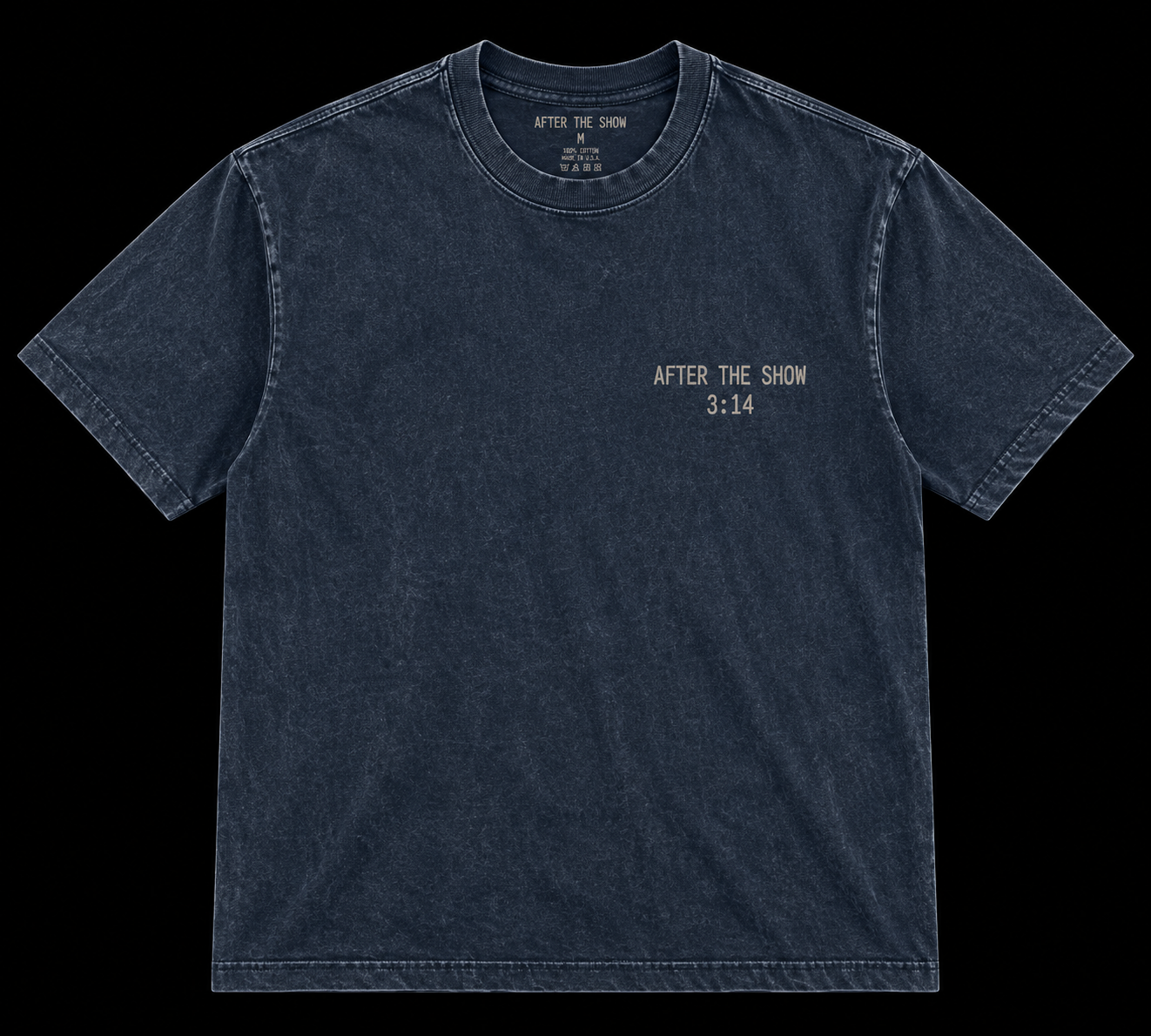 3:14 navy tee, front